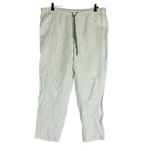 J. Jill Love Linen Womans Sz Medium Pants Blue‎ Pull On 100% Linen White Green